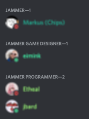 Color-coded user names and jam roles